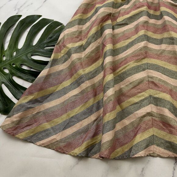 Torrid A-Line Midi Skirt Plus Size 0x Pink Stripe Gold Metallic Shimmer Retro - Picture 10 of 10